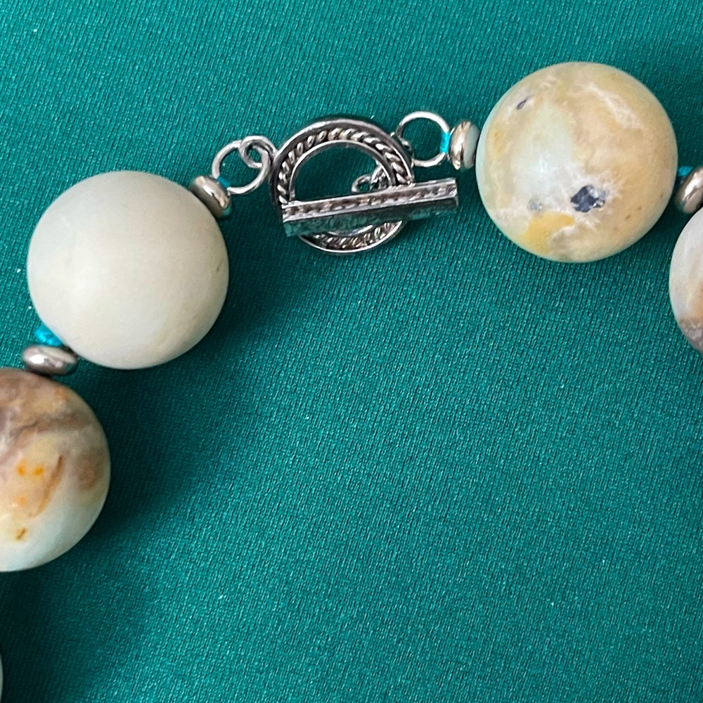Chunky Statement Necklace – Round Multicolored Earth Tone Stones - Picture 3 of 4